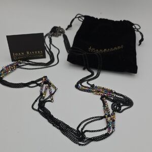 Joan Rivers Black Necklace with Multicolor Beads